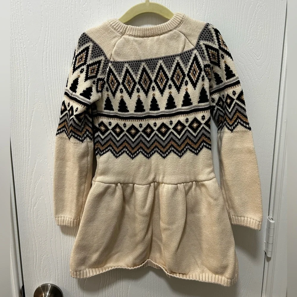 Gymboree Christmas holiday long sleeve sweater dress girls size 6 cream & black